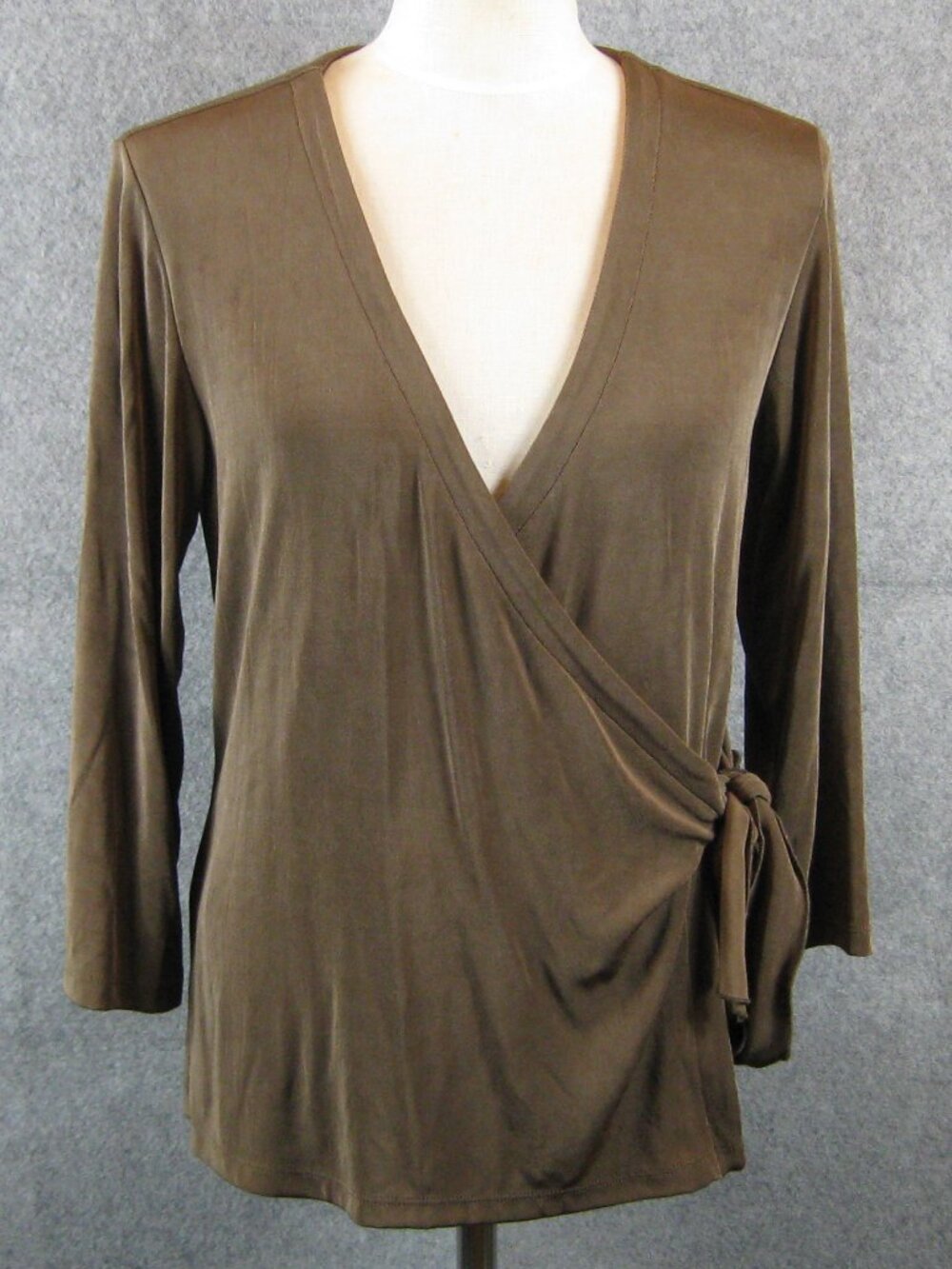 Chico's Travelers 3/4 Sleeve Wrap Top Camel Sz 2 Large